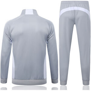 Mens Real Madrid Jacket + Pants Training Suit Light Grey 2025/26