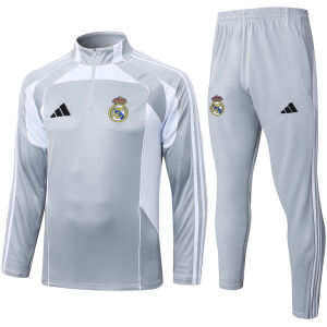 Mens Real Madrid Training Suit Light Grey 2025/26