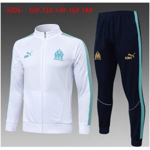Kids Olympique Marseille Jacket + Pants Suit White 2025/26