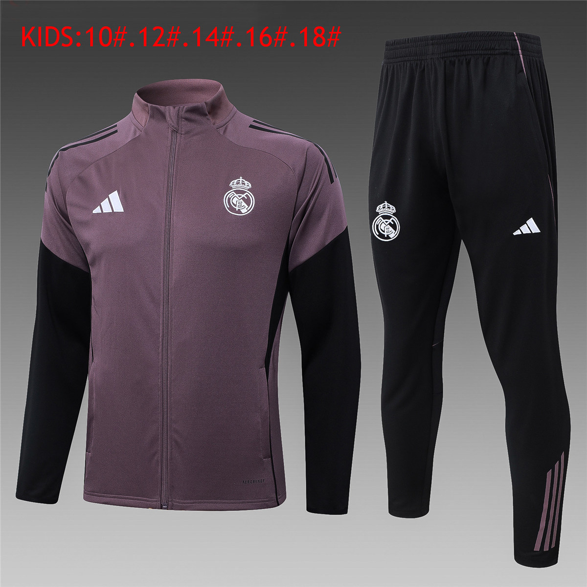 Kids Real Madrid Jacket + Pants Suit Purple 2026/27 Kids Real Madrid Jacket + Pants Suit Purple 2026/27