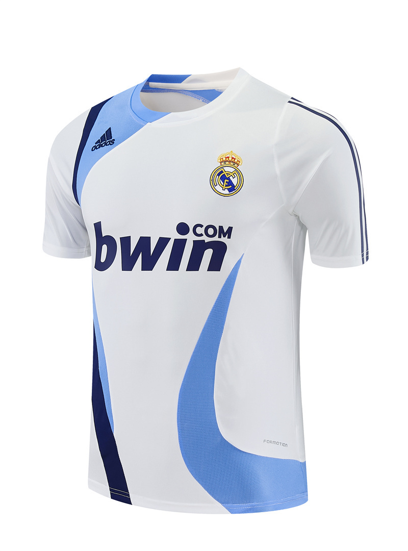 Mens Real Madrid Retro Short Training White Jersey 2007/08 Mens Real Madrid Retro Short Training White Jersey 2007/08