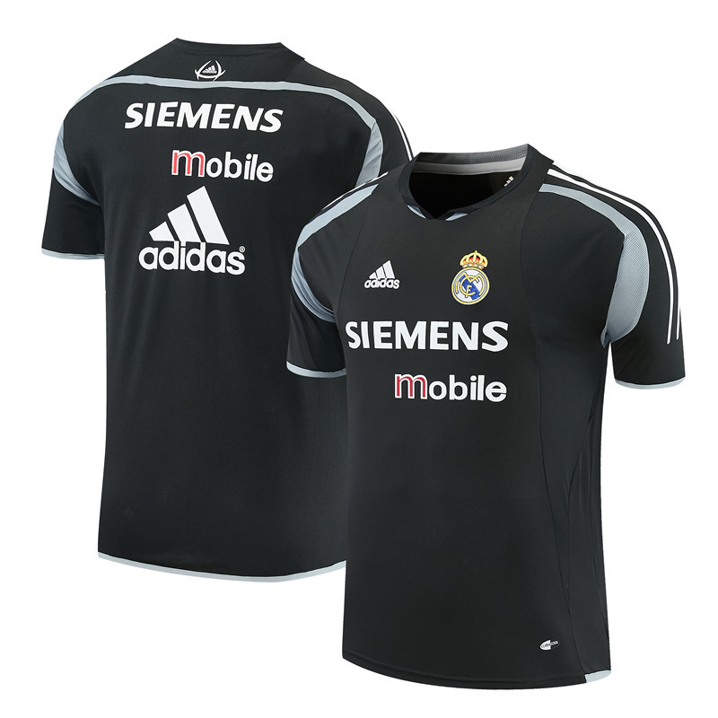 Mens Real Madrid Retro Short Training Black Jersey 2004/05 Mens Real Madrid Retro Short Training Black Jersey 2004/05