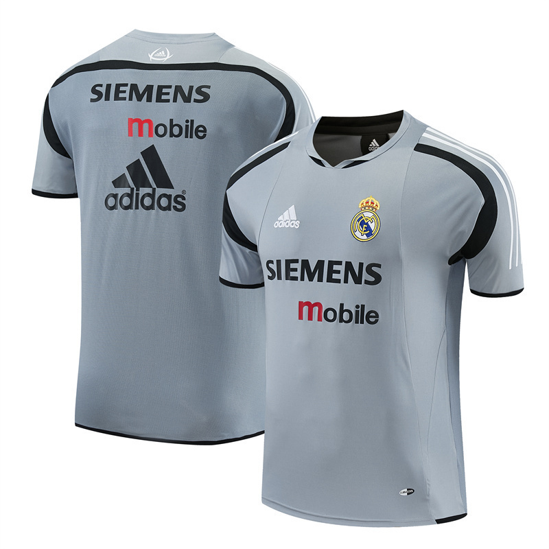 Mens Real Madrid Retro Short Training Grey Jersey 2004/05 Mens Real Madrid Retro Short Training Grey Jersey 2004/05