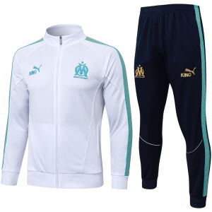 Mens Olympique Marseille Jacket + Pants Training Suit White 2025/26