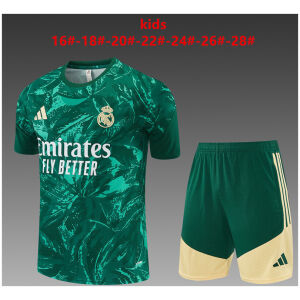Kids Real Madrid Short Training Suit Green Camouflage 2026/27