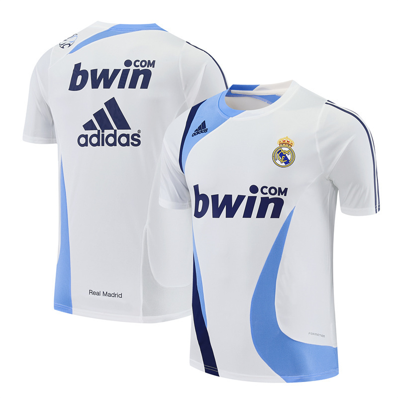 Mens Real Madrid Retro Short Training White Jersey 2007/08 Mens Real Madrid Retro Short Training White Jersey 2007/08