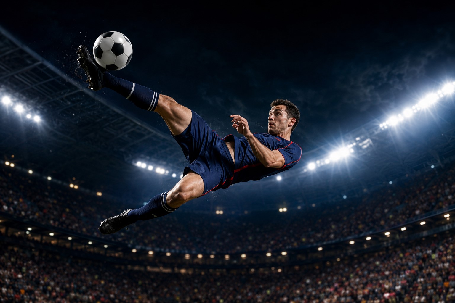 jerseyio Football player performing a bicycle kick wearing premium soccer jerseys in a stadium – Jerseyio cheap soccer jerseys collection