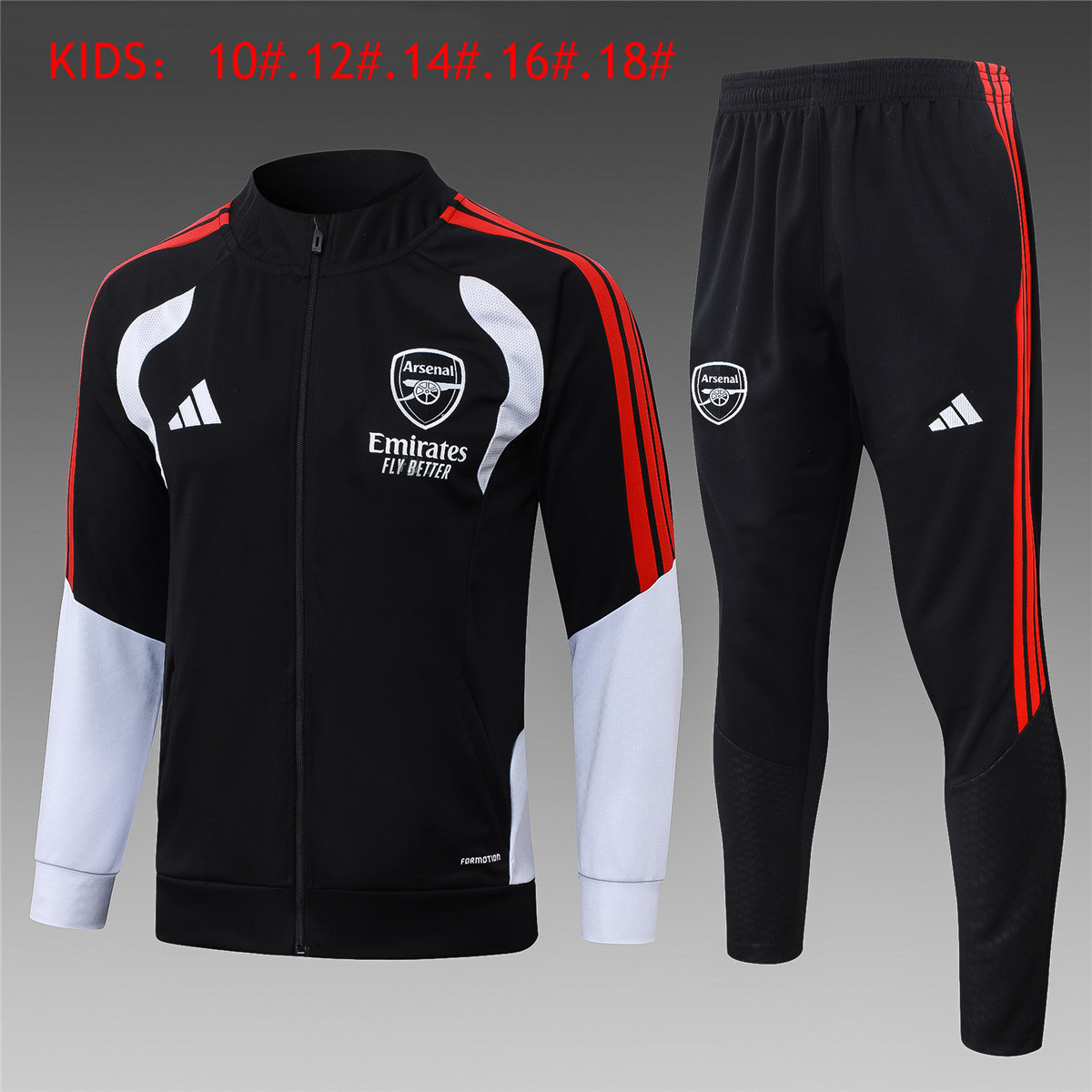 Kids Arsenal Jacket + Pants Suit Black 2026/27 Kids Arsenal Jacket + Pants Suit Black 2026/27