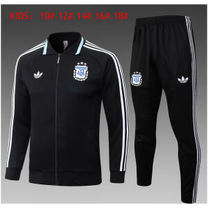 Kids Argentina Jacket + Pants Training Suit Black 2026-jerseyio