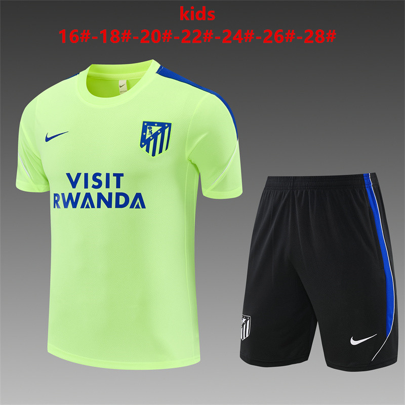 Kids Atletico Madrid Short Training Suit Light Green 2026/27 Kids Atletico Madrid Short Training Suit Light Green 2026/27