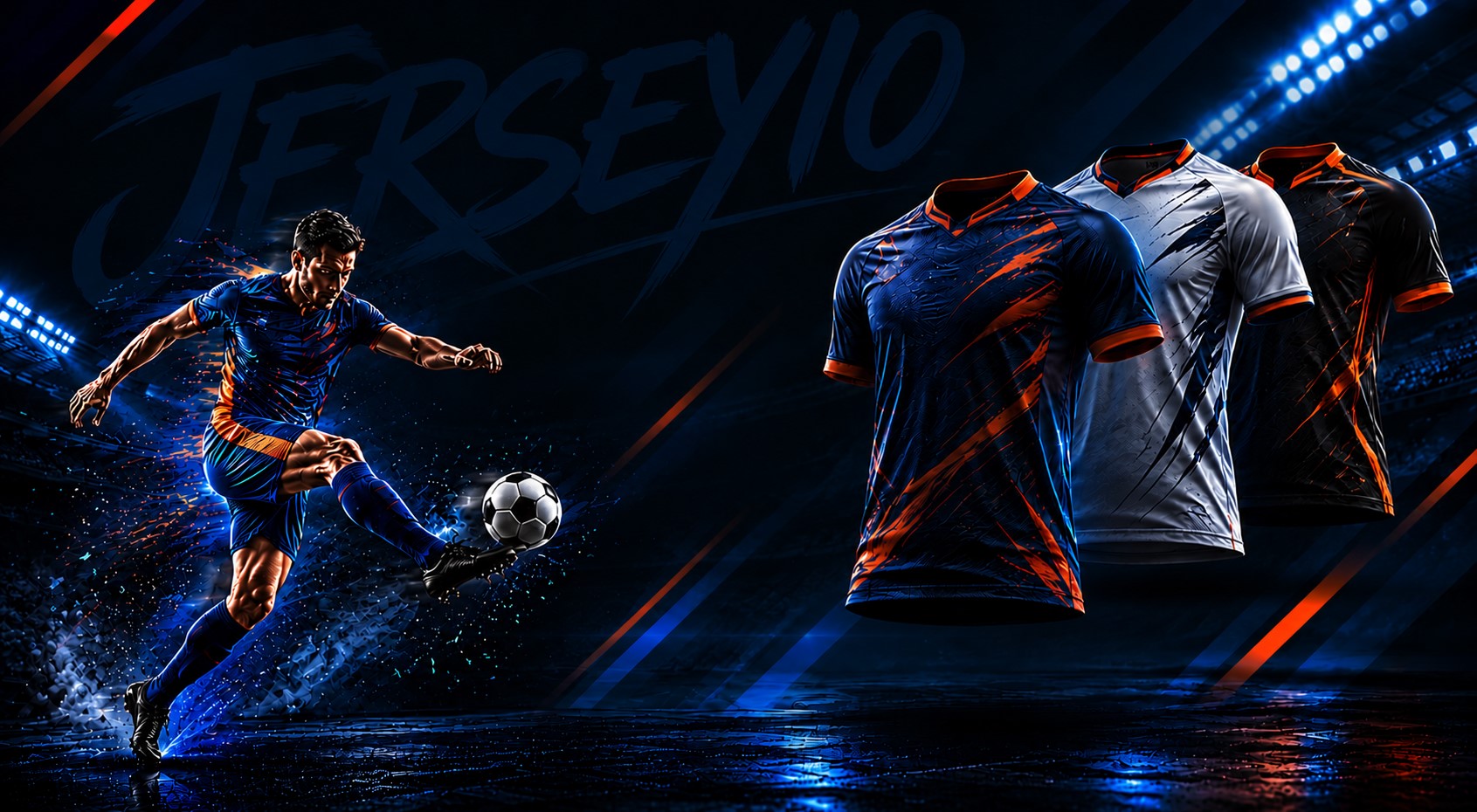 Cheap soccer jerseys and affordable soccer jerseys banner by Jerseyio featuring replica soccer jerseys and football shirts