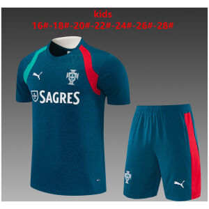 Kids Portugal Short Training Suit Green 2026-jerseyio