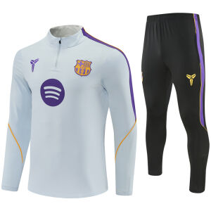 Mens Barcelona Training Suit Light Grey 2026/27-jerseyio