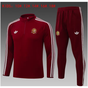 Kids Spain Training Suit Burgundy 2026-jerseyio