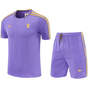 Mens Manchester United Short Training Suit Purple 2025/26-jerseyio