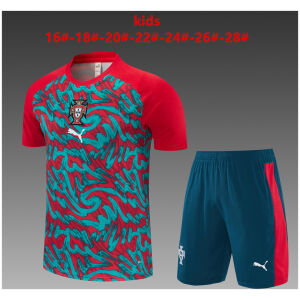 Kids Portugal Short Training Suit Red Pattern 2026-jerseyio