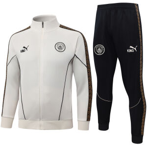 Mens Manchester City Jacket + Pants Training Suit Cream 2026/27-jerseyio