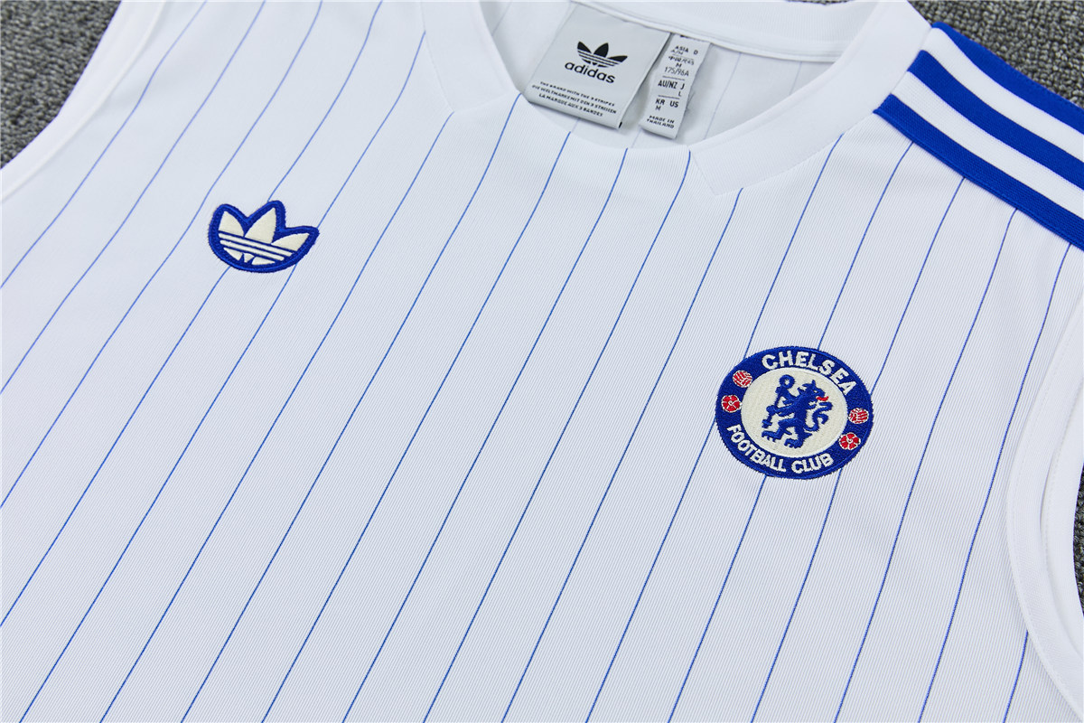Mens Chelsea Singlet Suit White 2025/26 Mens Chelsea Singlet Suit White 2025/26 rear view of shirt and shorts