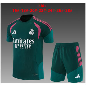Kids Real Madrid Short Training Suit Dark Green 2026/27-jerseyio