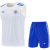 Mens Chelsea white singlet suit 2025/26 sleeveless pinstripe top with blue shorts