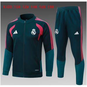 Kids Real Madrid Dark Green Jacket + Pants Training Suit 2026/27