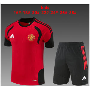 Kids Manchester United Short Training Suit Red 2026/27-jerseyio