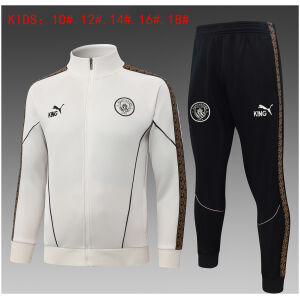 Kids Manchester City Jacket + Pants Training Suit Cream 2026/27-jerseyio
