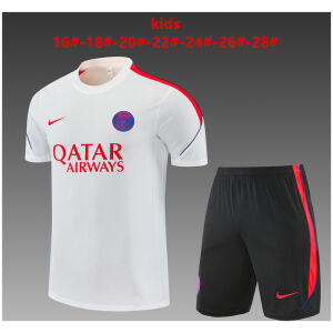 Kids PSG Short Training Suit White 2026/27-jerseyio