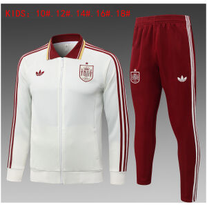 Kids Spain Jacket + Pants Training Suit Beige 2026-jerseyio Kids Spain Jacket + Pants Training Suit Beige 2026-jerseyio