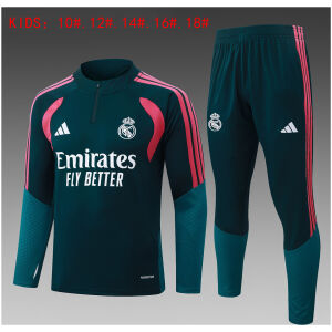 Kids Real Madrid Training Suit Dark Green 2026/27-jerseyio
