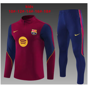 Kids Barcelona Training Suit Burgundy 2026/27-jerseyio