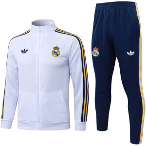 Mens Real Madrid Jacket + Pants Training Suit White 2026/27-jerseyio