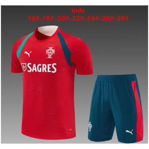Kids Portugal Short Training Suit Red 2026-jerseyio
