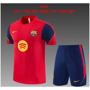 Kids Barcelona Short Training Suit Red 2026/27-jerseyio