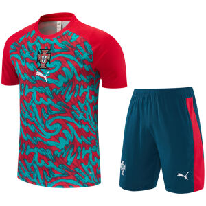 Mens Portugal Short Training Suit Red Pattern 2026-jerseyio