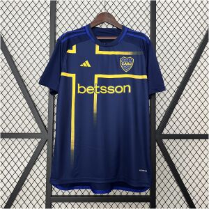 Mens Boca Juniors Third Jersey 2024/25 front view in navy with yellow cross