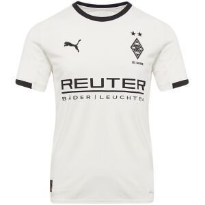 Mens Borussia Monchengladbach white home jersey with black trim front view