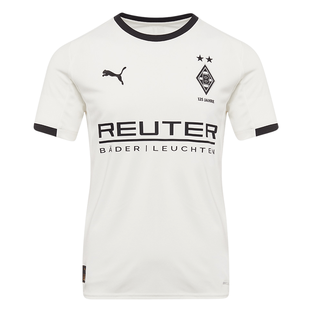 Mens Borussia Monchengladbach Home Jersey 2025/26 Mens Borussia Monchengladbach white home jersey with black trim front view