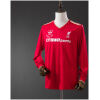 Mens Liverpool v Retro Long Sleeve Home Jersey 1986/87 on mannequin showing red body with 1986 Wembley embroidery