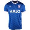 Mens Ipswich Town 2025/26 home jersey in royal blue with white V-neck front view