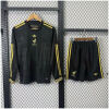 Kids Mexico black and gold special Long Sleeve Kit 2025 laid flat showing long sleeve shirt and black shorts