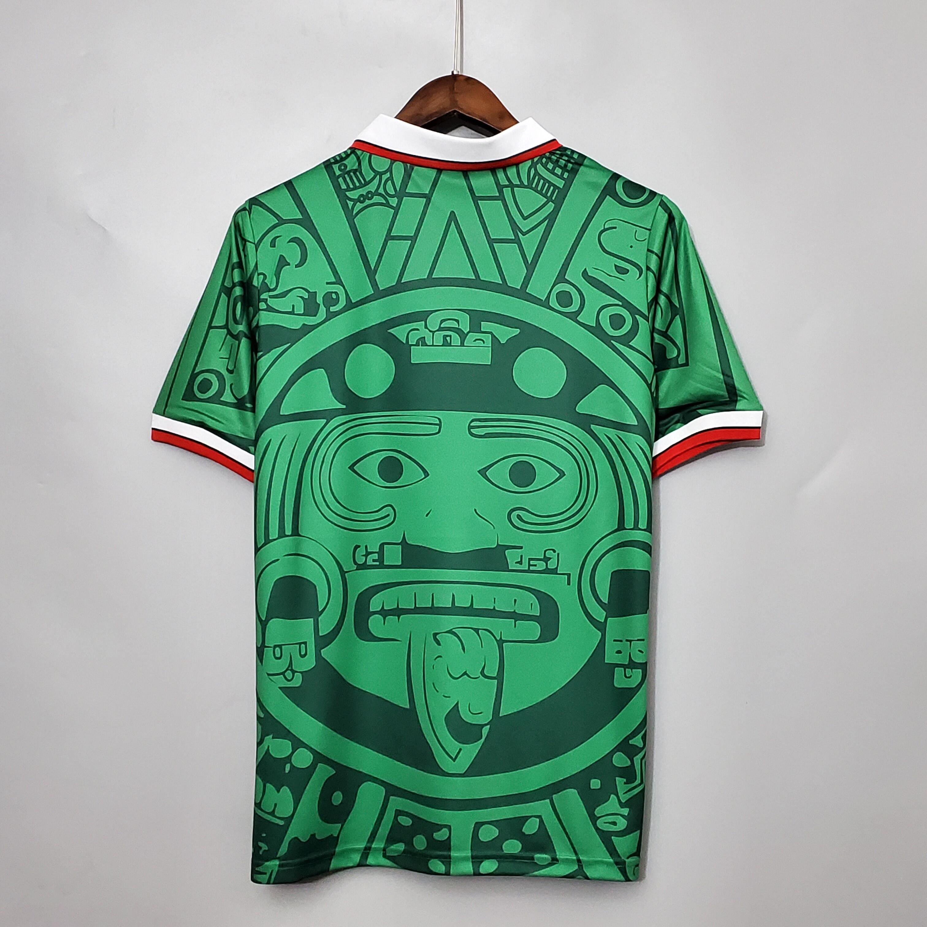 Mens World Cup Mexico Retro Home Jersey 1998 Mens World Cup Mexico Retro Home Jersey 1998 back view detail