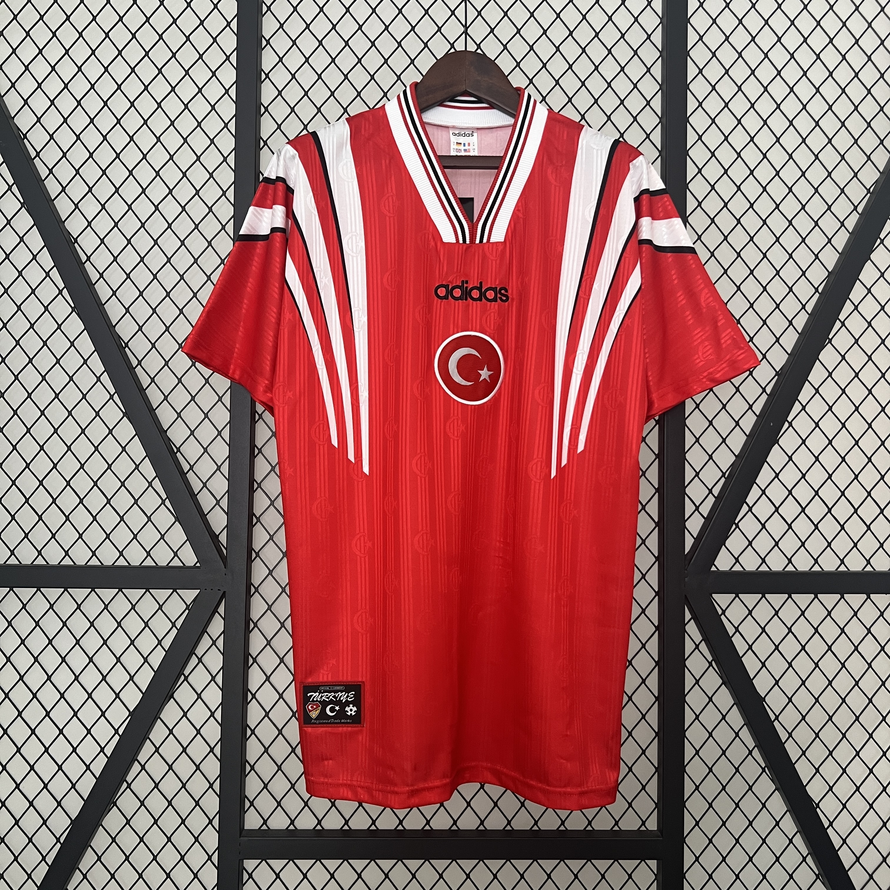 Mens Turkey Retro Home Jersey 1996 Mens Turkey Retro Home Jersey 1996 front view on hanger