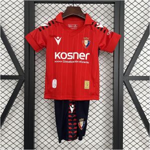 Kids Osasuna Home Kit 2025/26 front view on display