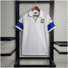 Mens Brazil White Retro Special Edition Jersey 2004 on hanger showing white shirt with lace-up collar and CBD crest
