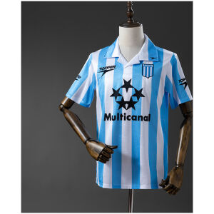 Mens Racing Club de Avellaneda Retro Home Jersey 1997/98 front view with Multicanal sponsor