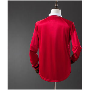 Mens Manchester United Retro Long Sleeve Home Jersey 1999/00 back view detail