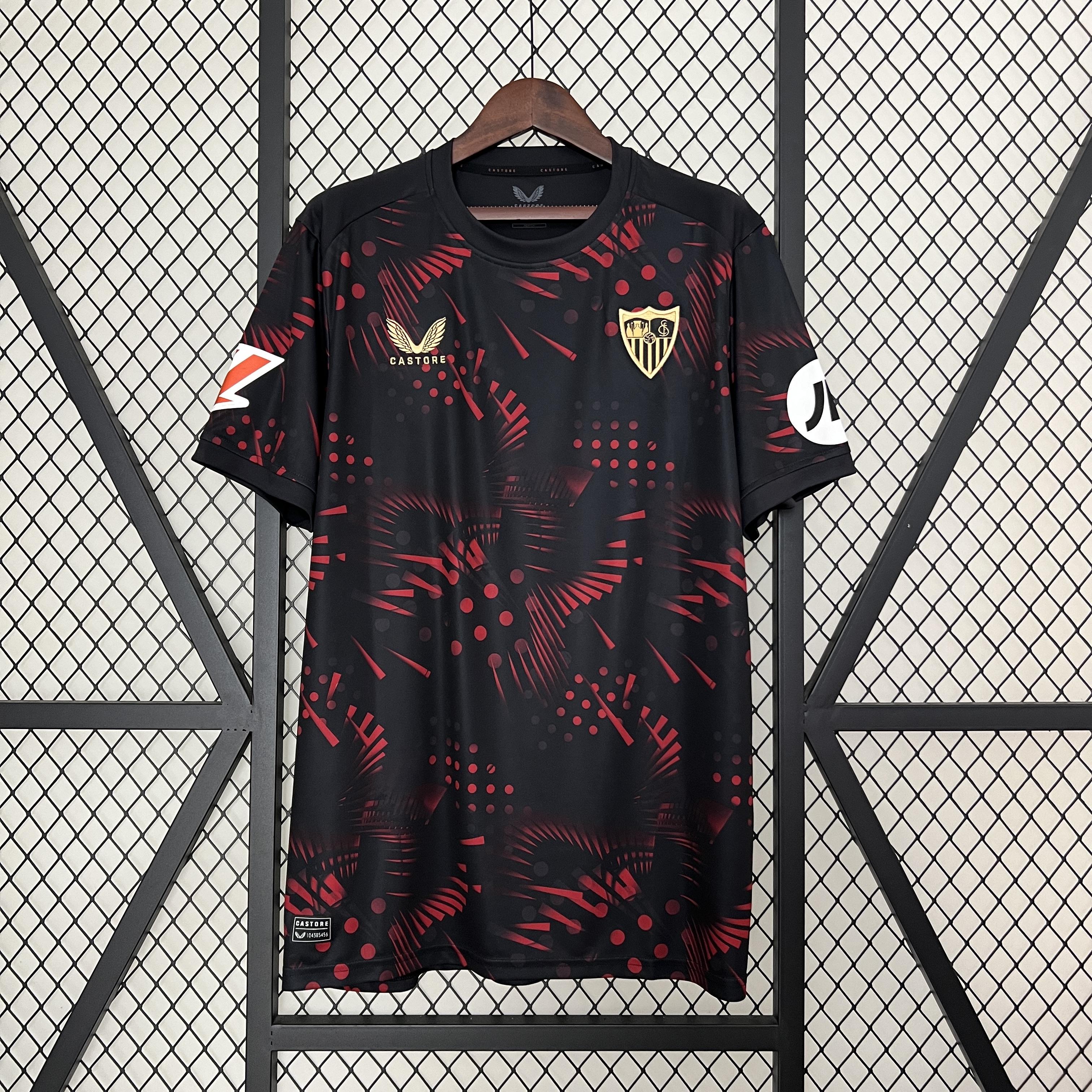 Mens Sevilla Third Jersey 2024/25 Mens Sevilla Third Jersey 2024/25 front view on display
