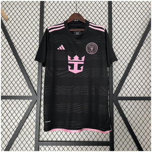 Mens Miami Away Jersey 2024/25 black shirt showing pink crest and wave pattern