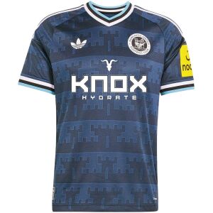 Mens Newcastle United Away Jersey 2026/27 denim blue castle pattern shirt front view